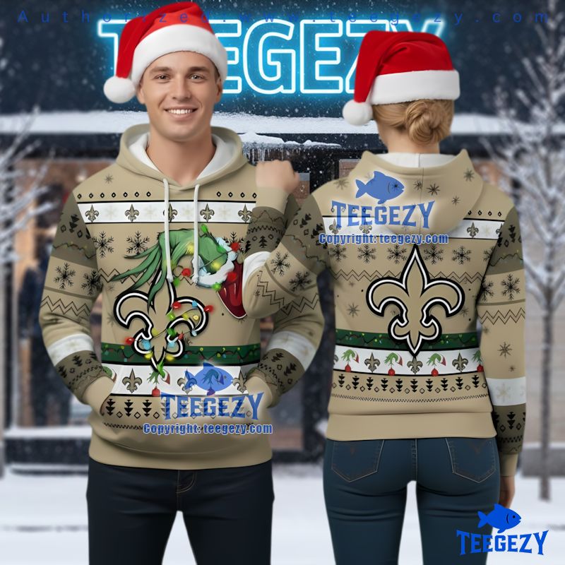 New Orleans Saints The Grinch Stealing Christmas Ugly 3D Hoodie New Orleans Saints The Grinch Stealing Christmas Ugly 3D Hoodie