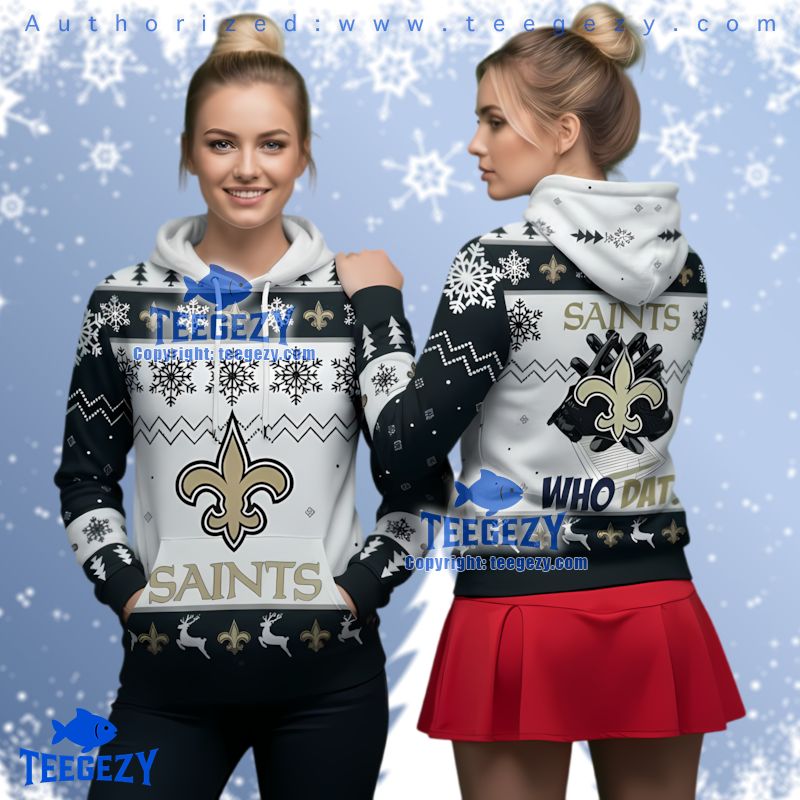 New Orleans Saints Who Dat Winter Black White Ugly 3D Hoodie