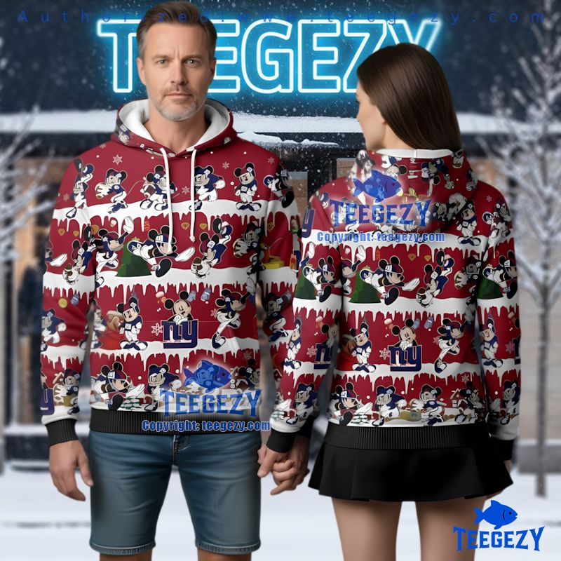New York Giants Disney Mickey Mouse Ugly Christmas 3D Hoodie New York Giants Disney Mickey Mouse Ugly Christmas 3D Hoodie