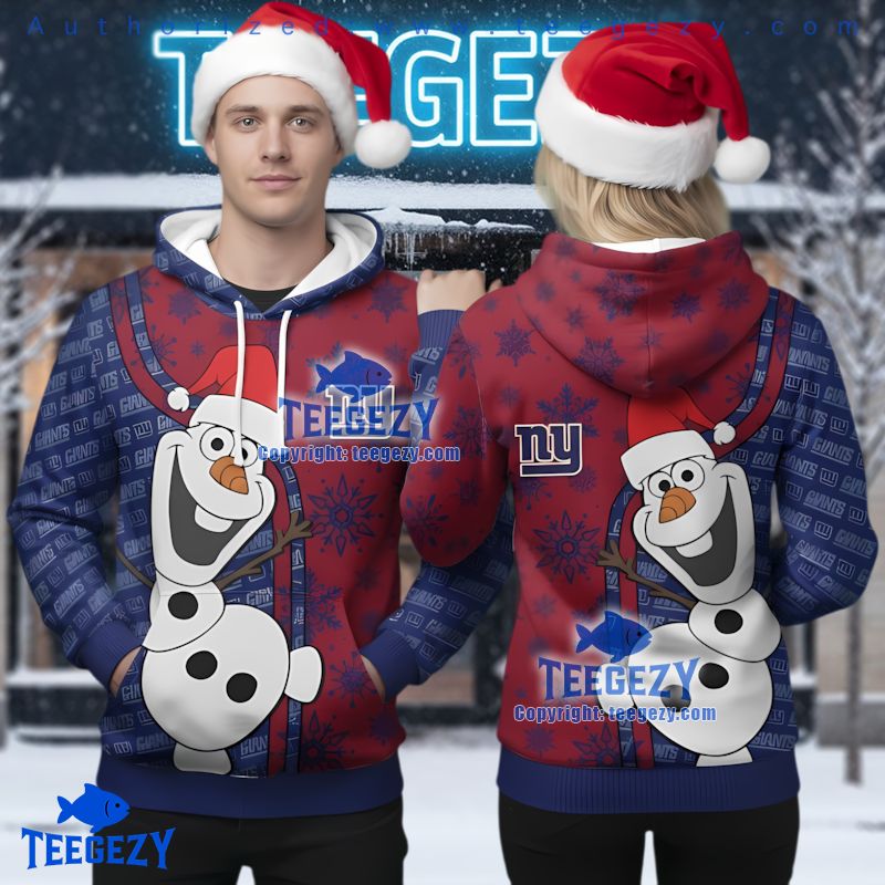 New York Giants Disney Olaf Ugly Christmas 3D Hoodie Holiday New York Giants Disney Olaf Ugly Christmas 3D Hoodie Holiday