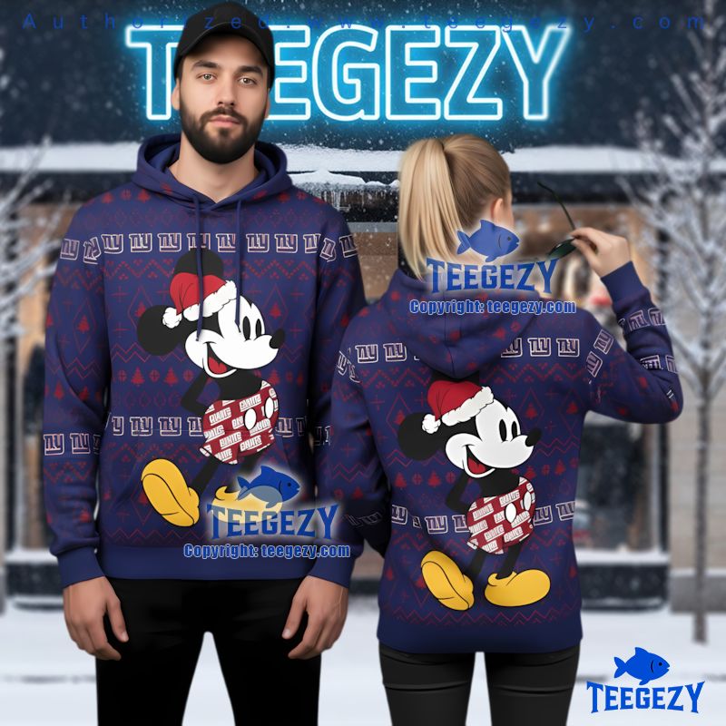 New York Giants Festive Mickey Mouse Ugly Christmas Print 3D Hoodie New York Giants Festive Mickey Mouse Ugly Christmas Print 3D Hoodie