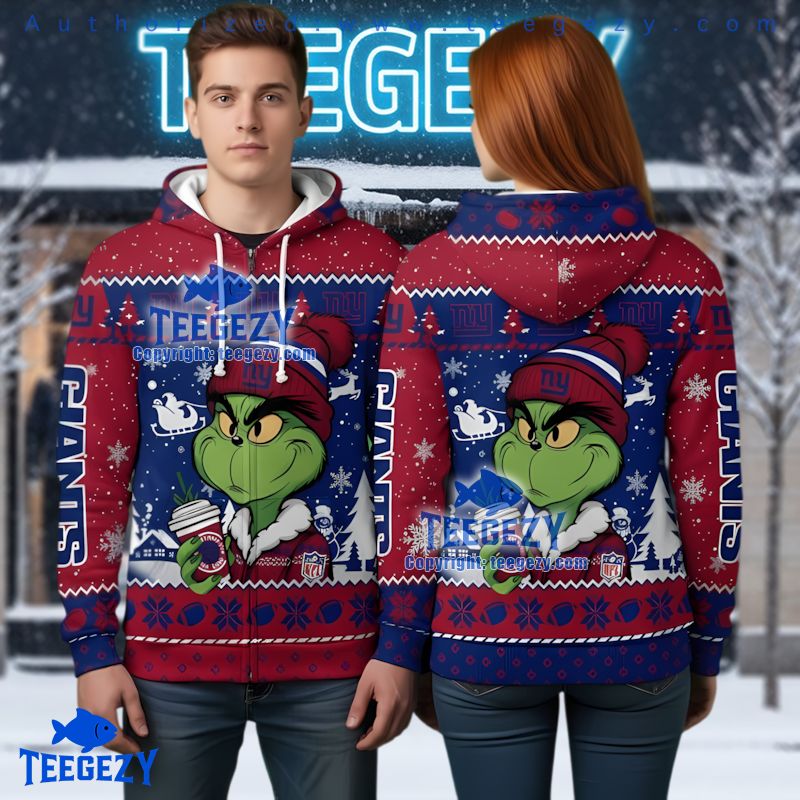 New York Giants Funny Grinch Coffee Ugly Christmas 3D Hoodie New York Giants Funny Grinch Coffee Ugly Christmas 3D Hoodie