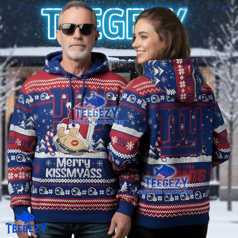 New York Giants Funny Merry Kissmyass Ugly Christmas 3D Hoodie New York Giants Funny Merry Kissmyass Ugly Christmas 3D Hoodie