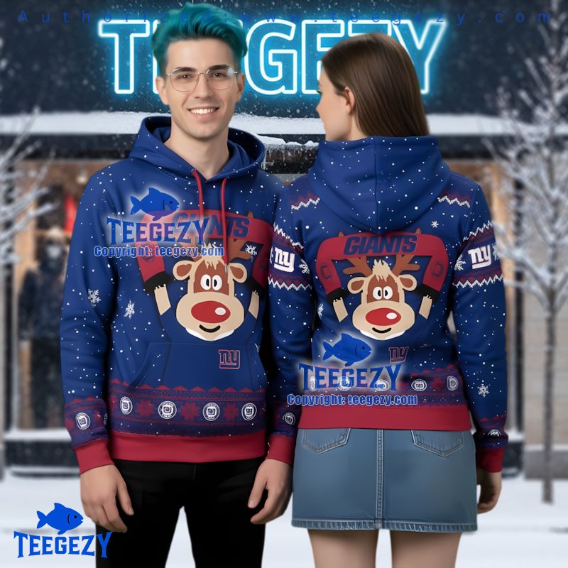 New York Giants Funny Reindeer Ugly Christmas 3D Hoodie New York Giants Funny Reindeer Ugly Christmas 3D Hoodie
