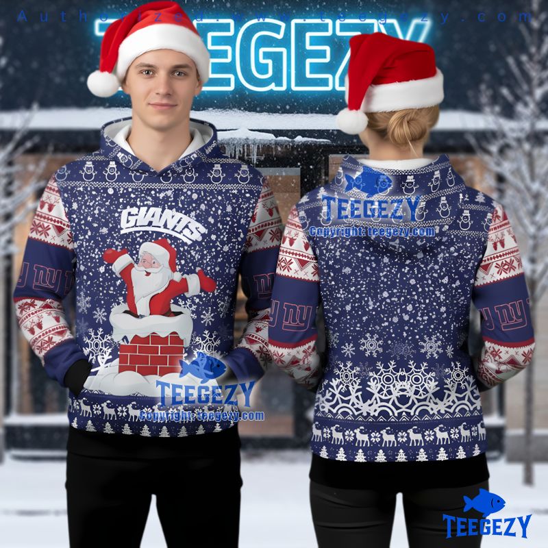 New York Giants Funny Santa Chimney Ugly Christmas 3D Hoodie New York Giants Funny Santa Chimney Ugly Christmas 3D Hoodie
