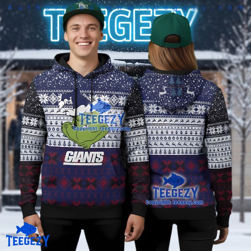 New York Giants Grinch Face Ugly Christmas 3D Hoodie Nfl Fan New York Giants Grinch Face Ugly Christmas 3D Hoodie Nfl Fan
