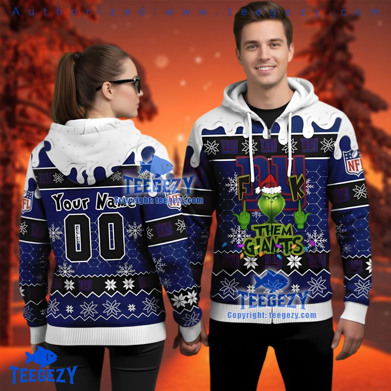 New York Giants Grinch Rude Christmas Ugly 3D Hoodie Custom