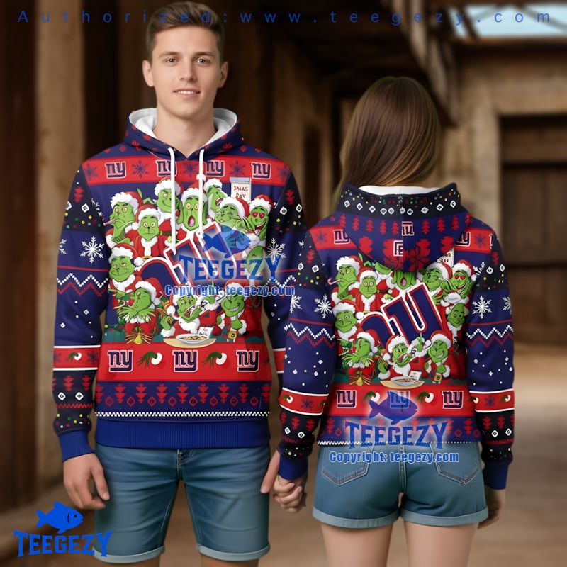 New York Giants Many Grinch Ugly Christmas 3D Hoodie Nfl Fan Gift