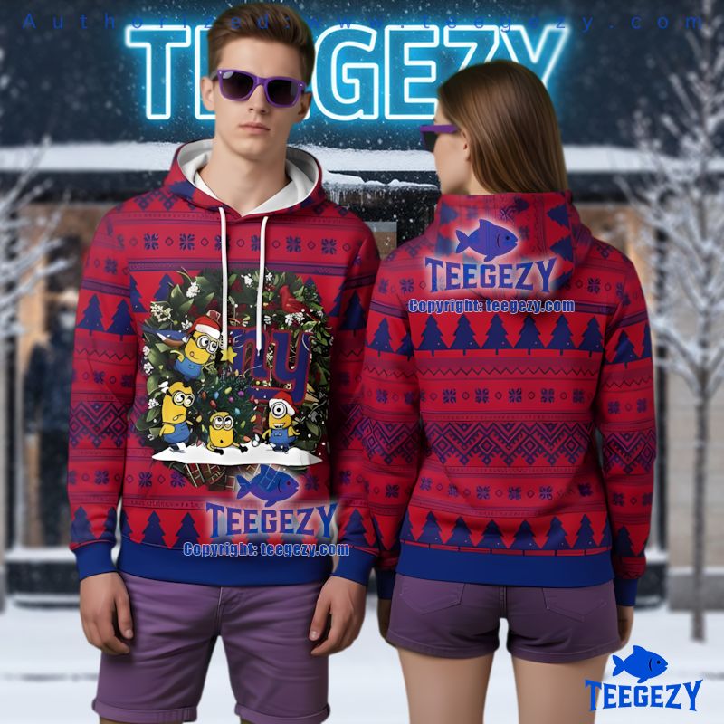 New York Giants Minions Christmas Wreath Ugly Christmas 3D Hoodie New York Giants Minions Christmas Wreath Ugly Christmas 3D Hoodie