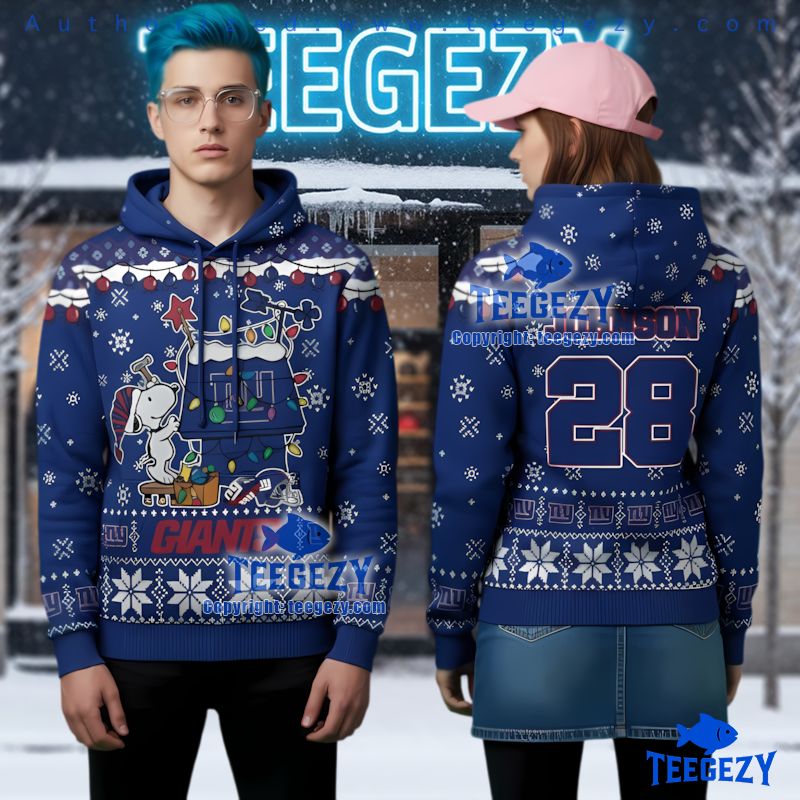 New York Giants Personalized Peanuts Snoopy Christmas Lights Ugly 3D Hoodie New York Giants Personalized Peanuts Snoopy Christmas Lights Ugly 3D Hoodie