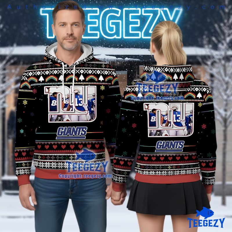New York Giants Player Numbers Ugly Christmas 3D Pullover Hoodie New York Giants Player Numbers Ugly Christmas 3D Pullover Hoodie