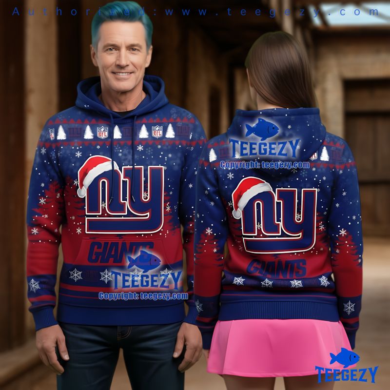 New York Giants Santa Hat Logo Ugly Christmas 3D Hoodie