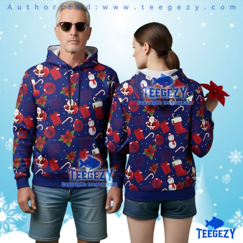 New York Giants Santa Snowman Ugly Christmas 3D Hoodie Pattern