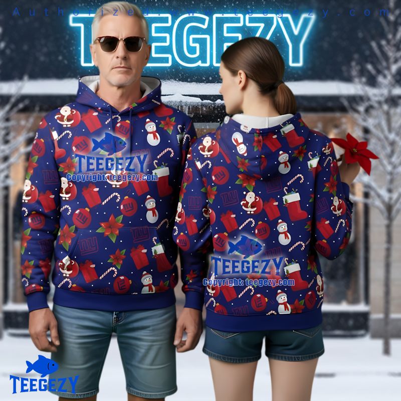New York Giants Santa Snowman Ugly Christmas 3D Hoodie Pattern New York Giants Santa Snowman Ugly Christmas 3D Hoodie Pattern