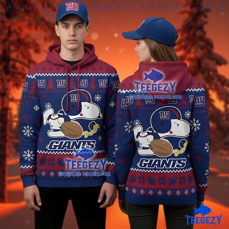 New York Giants Snoopy Football Ugly Christmas 3D Hoodie