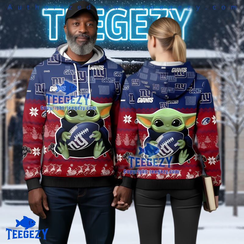 New York Giants Star Wars Grogu Holding Ball Ugly Christmas 3D Pullover Hoodie New York Giants Star Wars Grogu Holding Ball Ugly Christmas 3D Pullover Hoodie