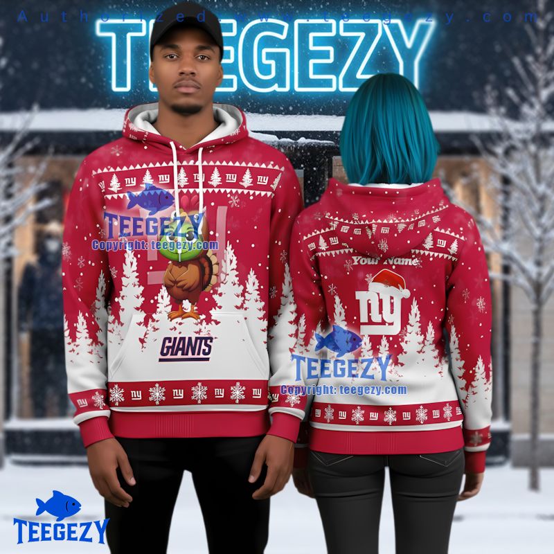 New York Giants Thanksgiving Turkey Ugly Christmas 3D Hoodie New York Giants Thanksgiving Turkey Ugly Christmas 3D Hoodie