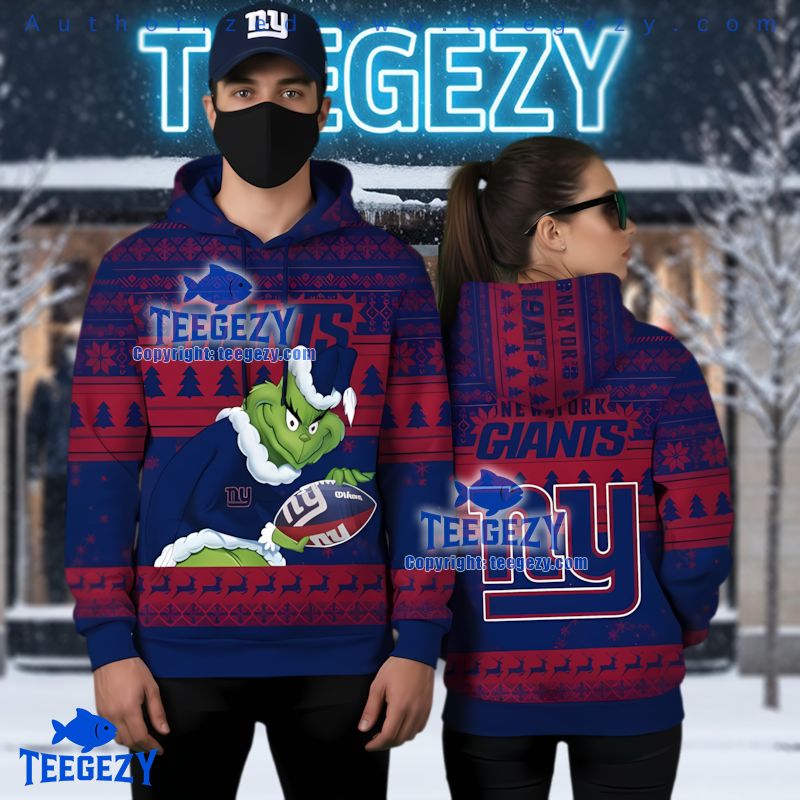 New York Giants The Grinch Stole Ball Ugly Christmas 3D Hoodie New York Giants The Grinch Stole Ball Ugly Christmas 3D Hoodie
