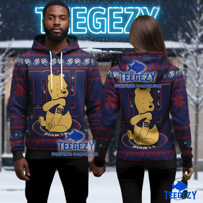 New York Giants Winnie The Pooh Ugly Christmas 3D Hoodie New York Giants Winnie The Pooh Ugly Christmas 3D Hoodie