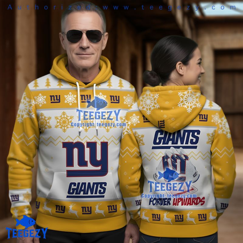 New York Giants Yellow Snowflakes Ugly Christmas 3D Hoodie