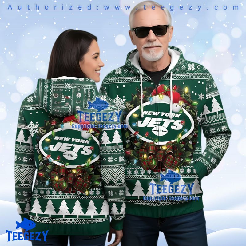 New York Jets Christmas Light Ugly 3D Hoodie