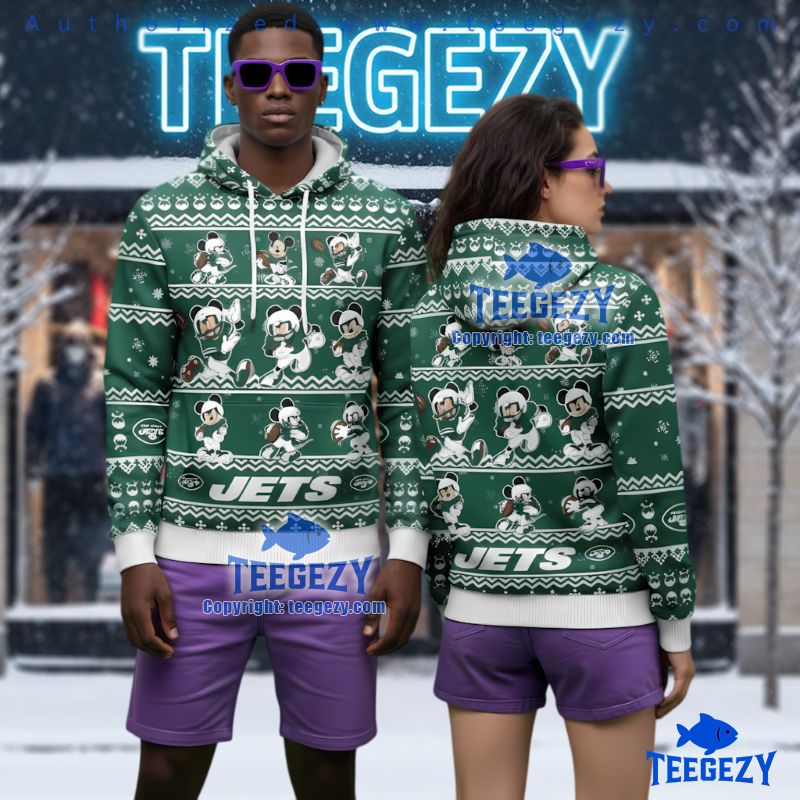 New York Jets Christmas Mickey Football Player 3D Hoodie New York Jets Christmas Mickey Football Player 3D Hoodie
