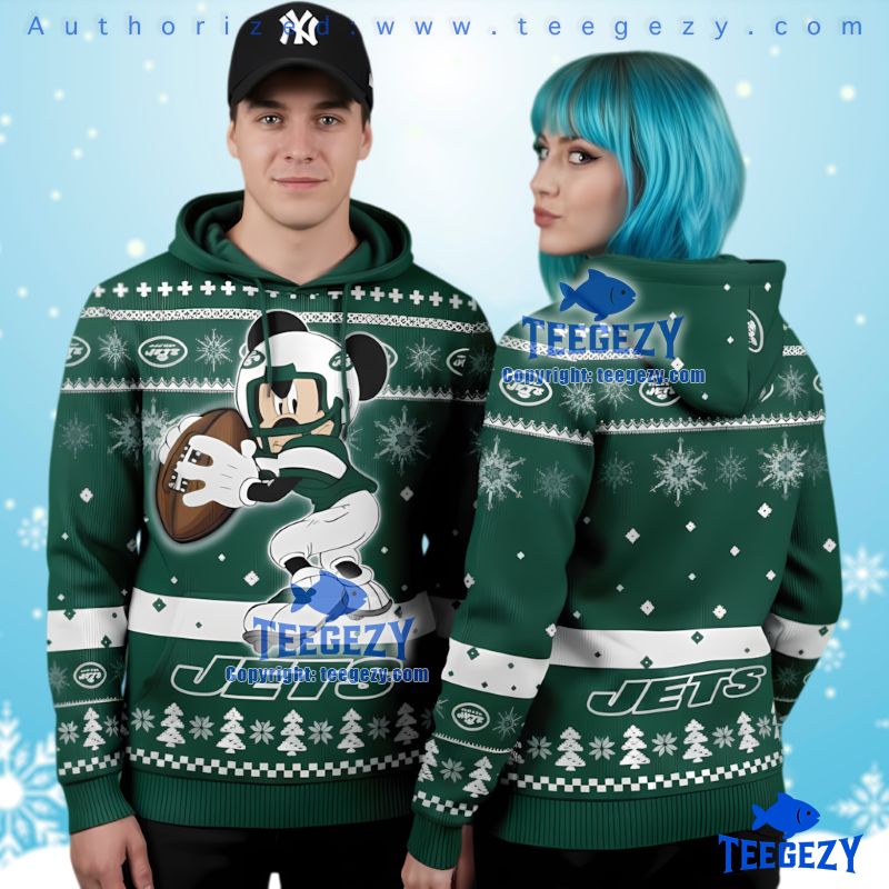 New York Jets Disney Mickey Mouse Football Ugly Christmas 3D Hoodie
