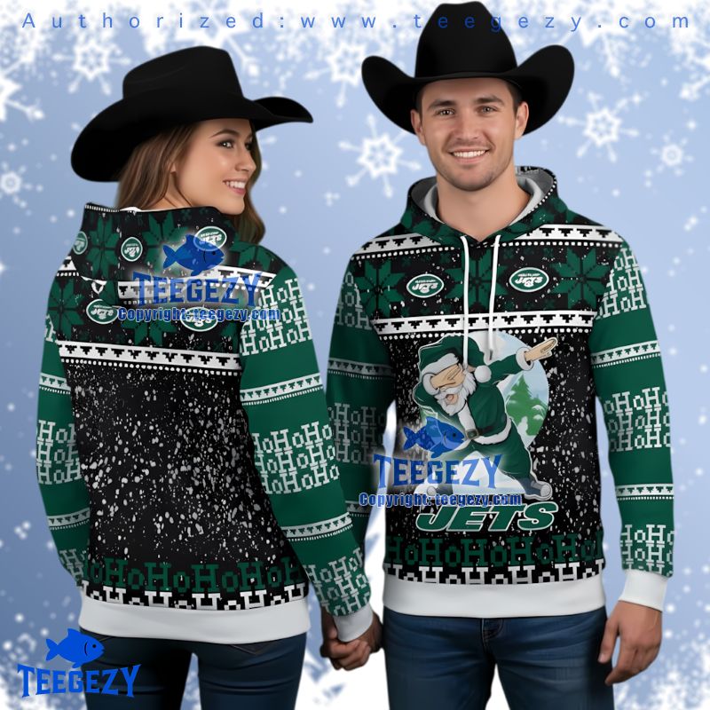 New York Jets Funny Dab Santa Claus Ugly Christmas 3D Hoodie
