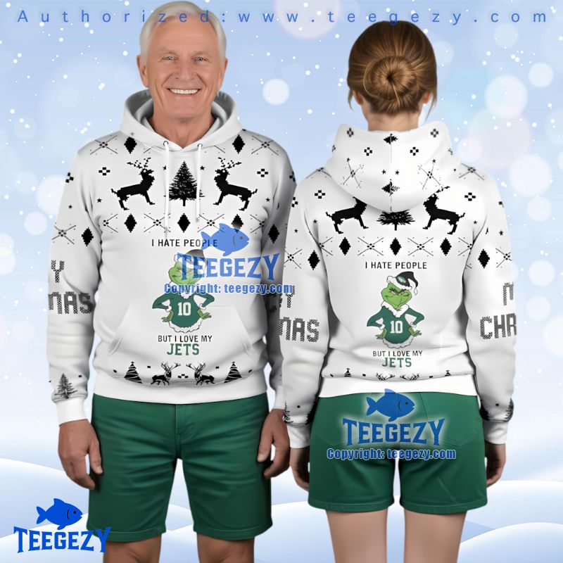 New York Jets Grinch I Hate People Ugly Christmas 3D Hoodie