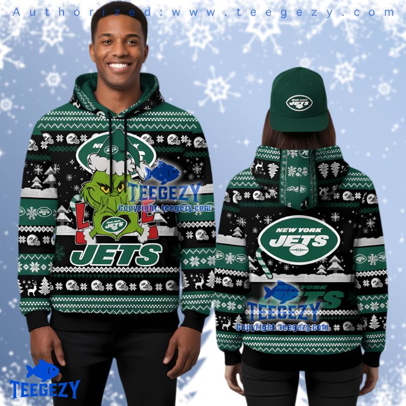 New York Jets Grinch Love Jets Ugly Christmas 3D Hoodie