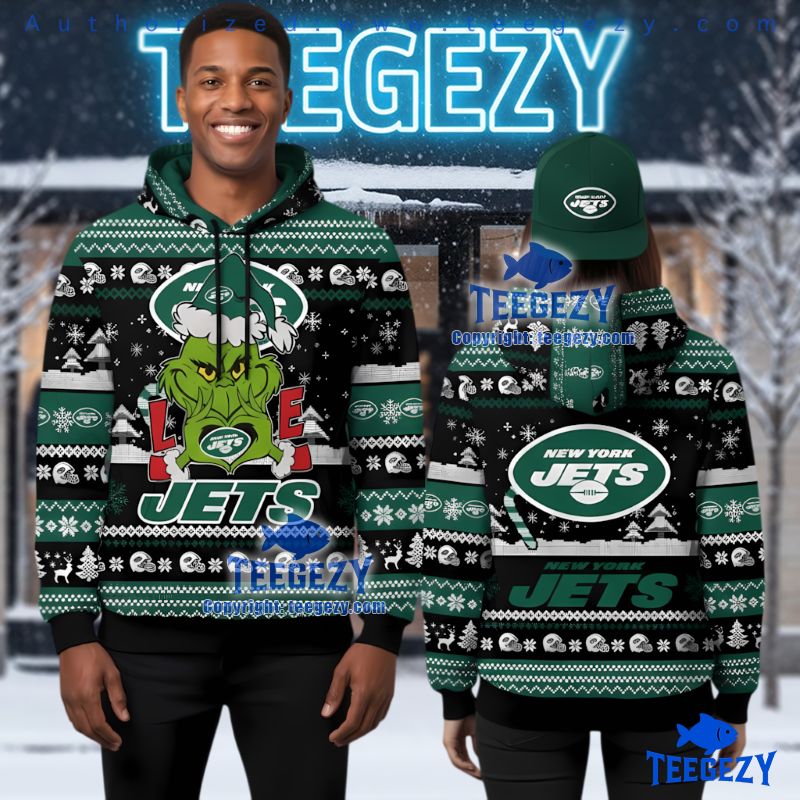 New York Jets Grinch Love Jets Ugly Christmas 3D Hoodie New York Jets Grinch Love Jets Ugly Christmas 3D Hoodie