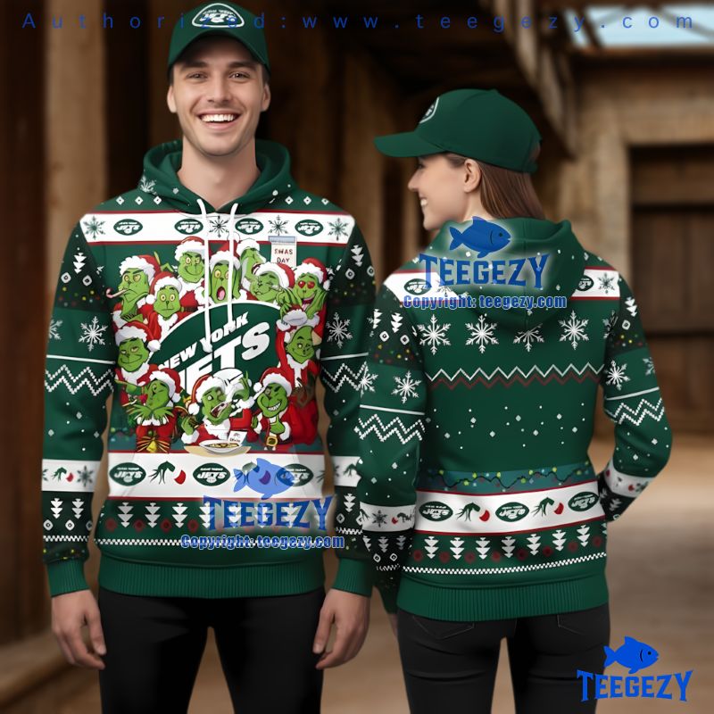 New York Jets Multiple Grinches Christmas Ugly 3D Hoodie