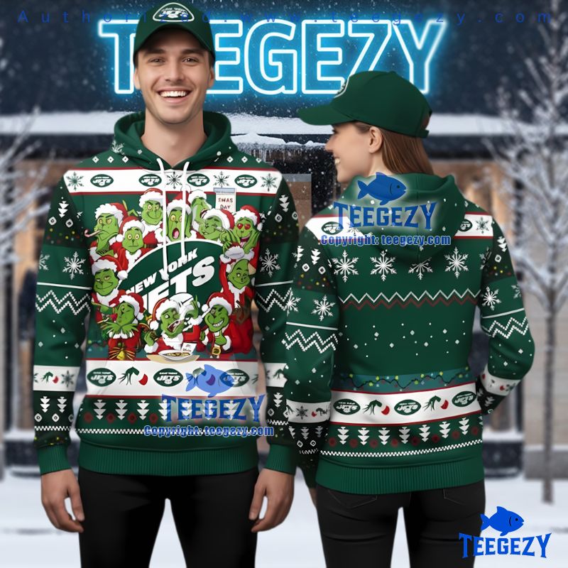 New York Jets Multiple Grinches Christmas Ugly 3D Hoodie New York Jets Multiple Grinches Christmas Ugly 3D Hoodie