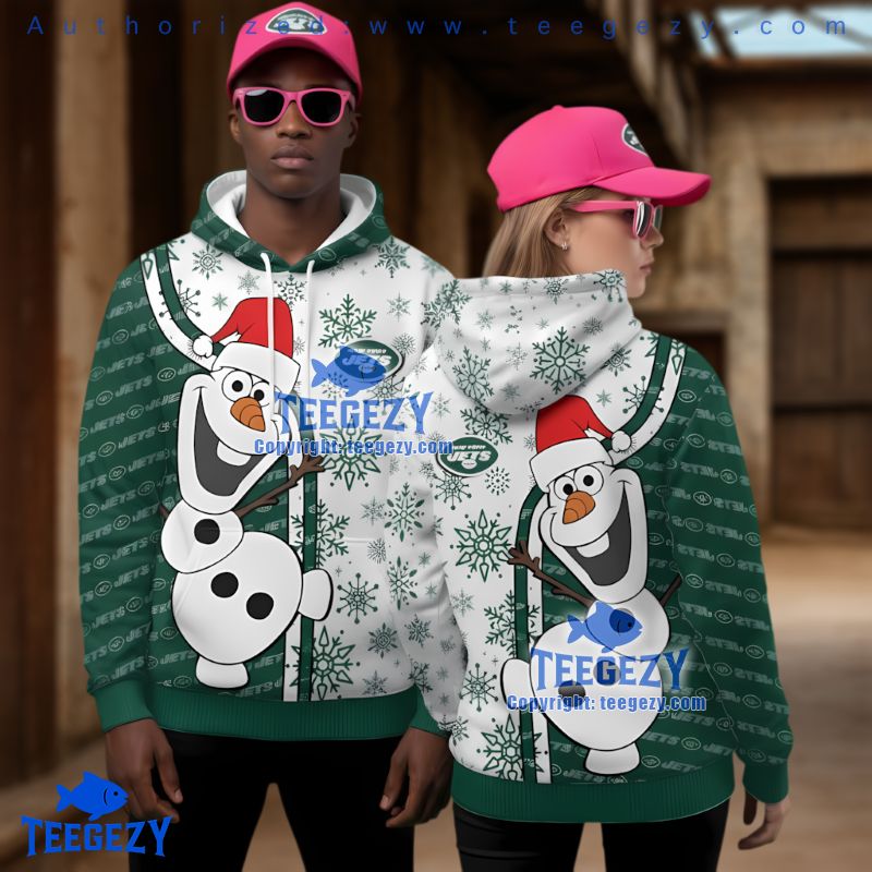New York Jets Olaf Frozen Ugly Christmas 3D Hoodie