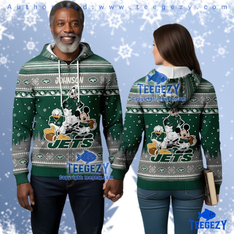 New York Jets Personalized Disney Ugly Christmas 3D Zip Hoodie