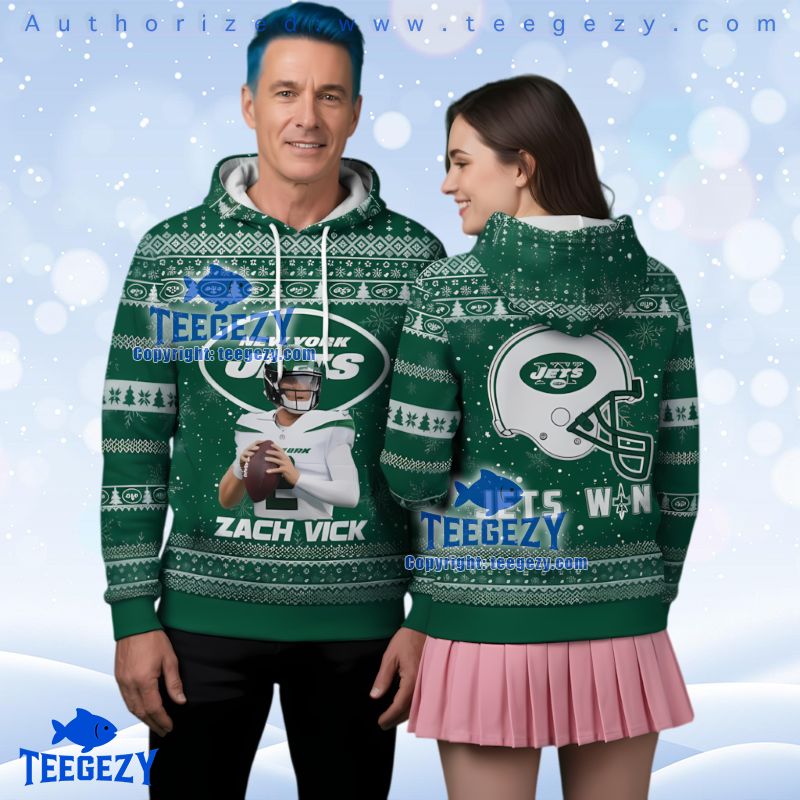 New York Jets Zach Wilson Christmas Ugly 3D Hoodie Jets