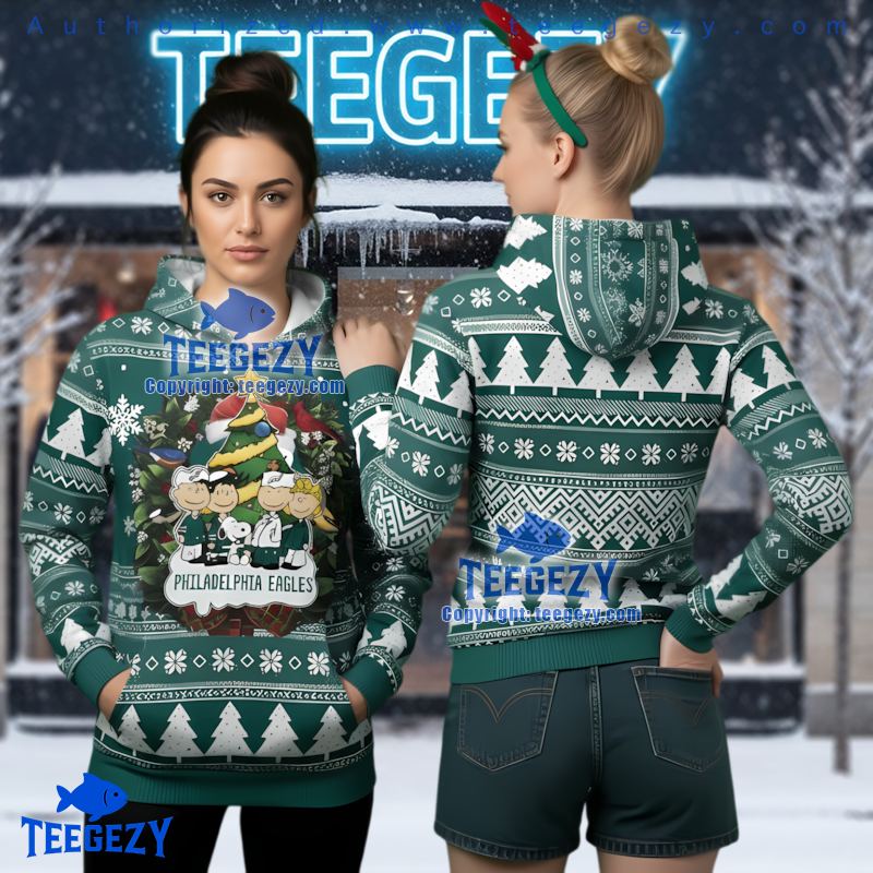Philadelphia Eagles Charlie Brown Peanuts Ugly Christmas 3D Hoodie