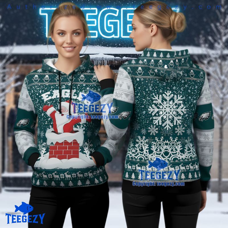 Philadelphia Eagles Chimney Santa Ugly Christmas 3D Hoodie