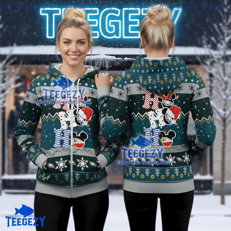 Philadelphia Eagles Christmas Mickey Mouse 3D Hoodie Men Women