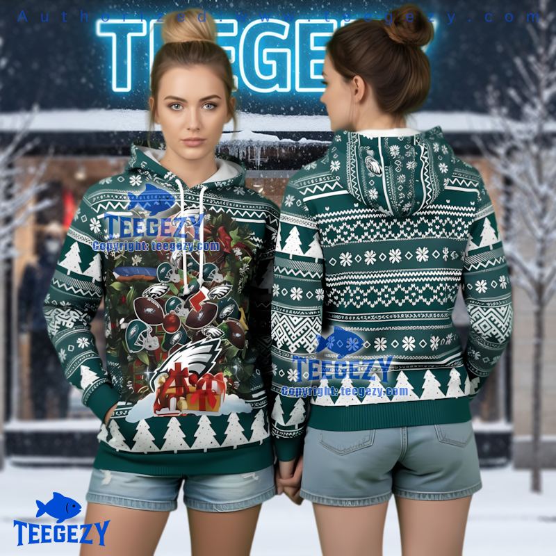 Philadelphia Eagles Christmas Wreath Ugly Christmas 3D Hoodie