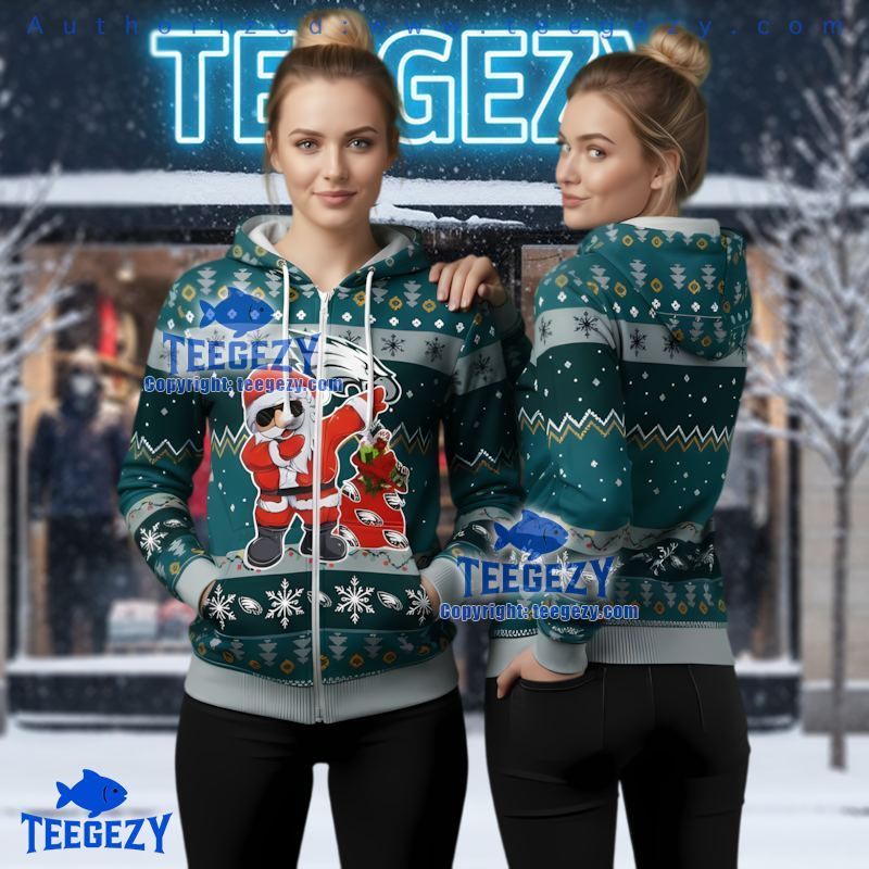 Philadelphia Eagles Dab Santa Ugly Christmas 3D Hoodie All Over Print