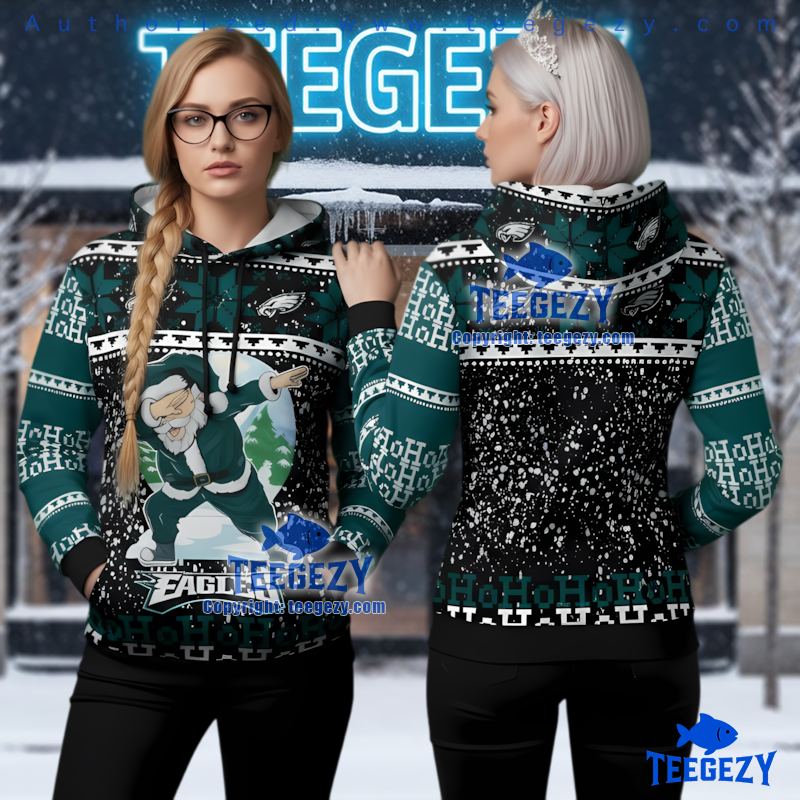 Philadelphia Eagles Dabbing Santa Ugly Christmas 3D Hoodie
