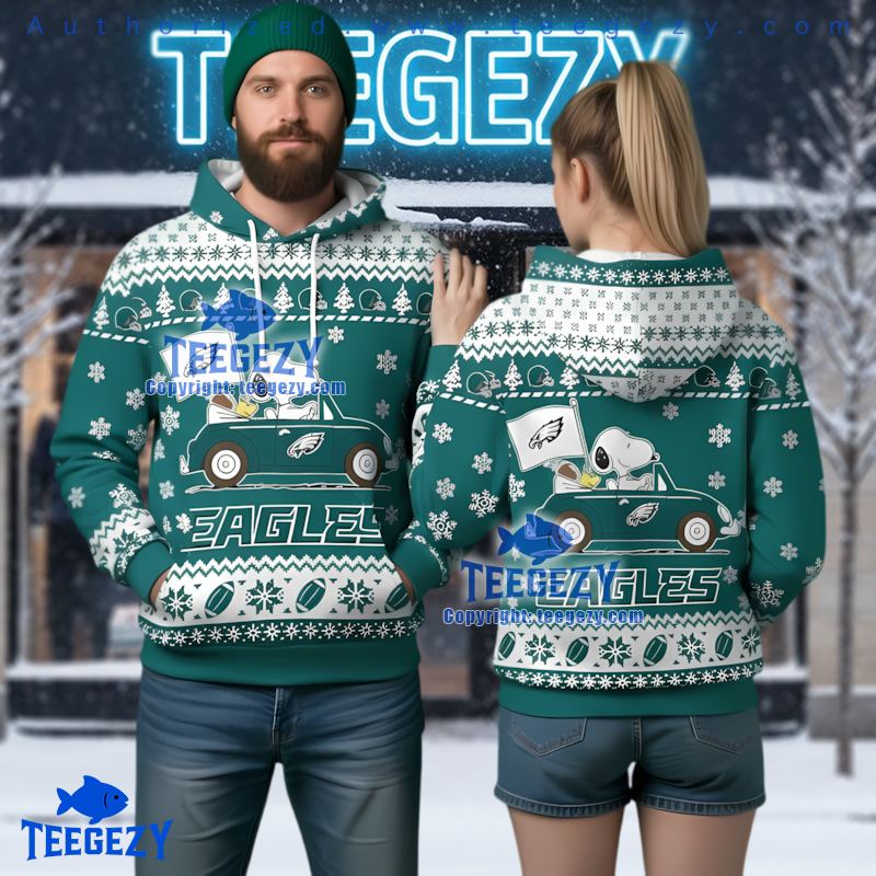 Philadelphia Eagles Funny Snoopy Ugly Christmas 3D Hoodie