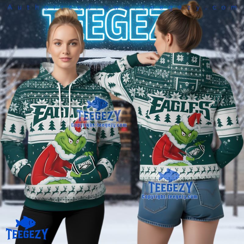Philadelphia Eagles Grateful Dead Ugly Christmas 3D Hoodie Men Women Philadelphia Eagles Grateful Dead Ugly Christmas 3D Hoodie Men Women