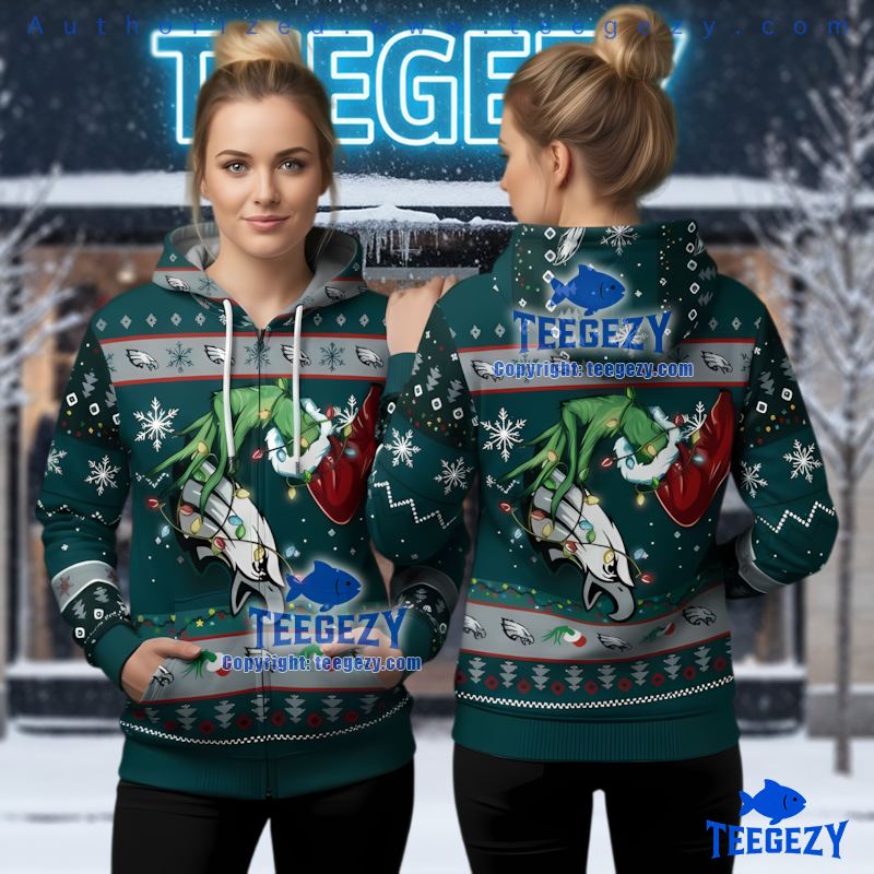 Philadelphia Eagles Grinch Funny Ugly Christmas 3D Hoodie