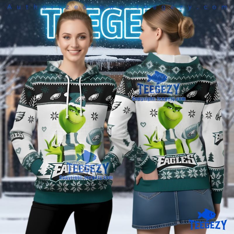 Philadelphia Eagles Grinch Nfl Ugly Christmas 3D Hoodie