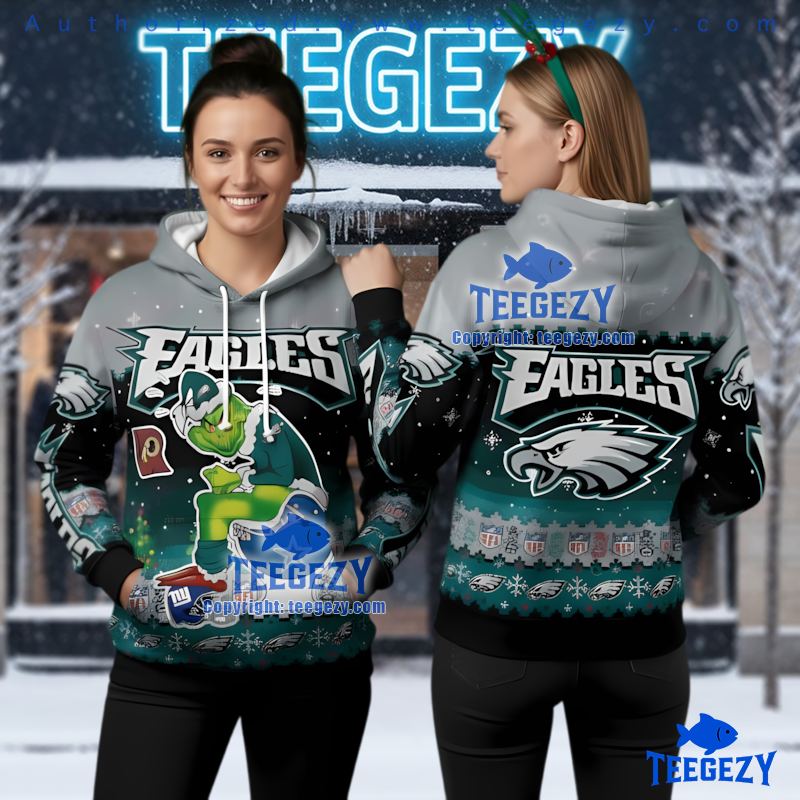 Philadelphia Eagles Grinch Stealing Ugly Christmas 3D Hoodie