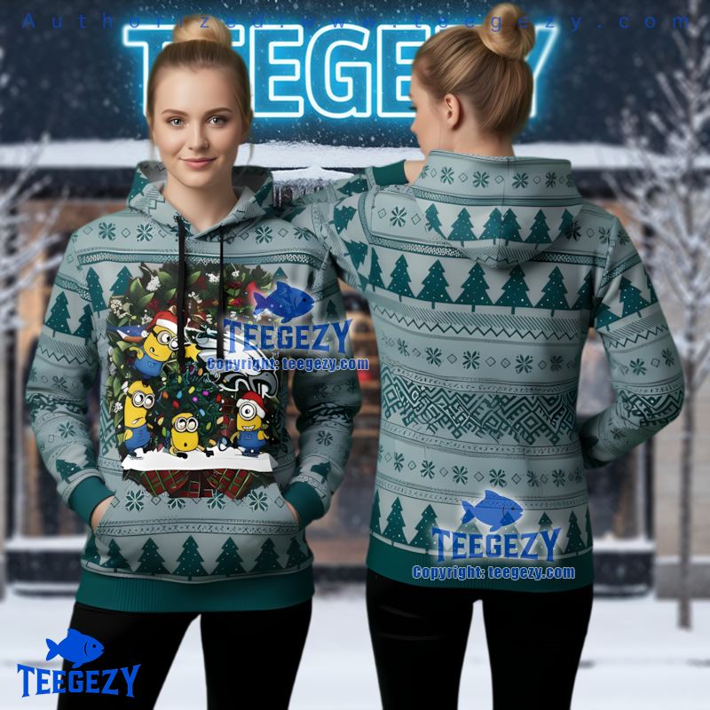 Philadelphia Eagles Minion Santa Ugly Christmas 3D Hoodie Fan Gear