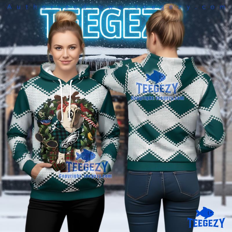Philadelphia Eagles Puppy Dog Ugly Christmas 3D Hoodie Fan Apparel