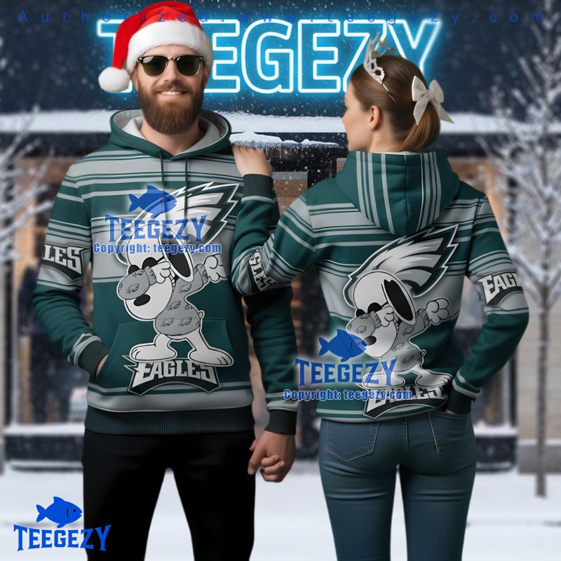 Philadelphia Eagles Snoopy Ugly Christmas 3D Hoodie Football Player